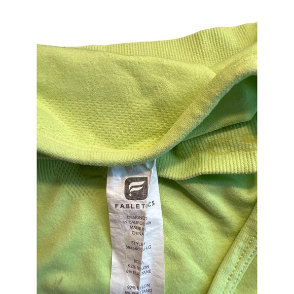 Fabletics Sports Bra Green Yellow Women's Size Large Workout Top Athletic Wear - Picture 3 of 3